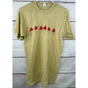 Vintage‎ Screen Stars Dallas Texas Horse Graphic T-Shirt Tan Single Stitch Med